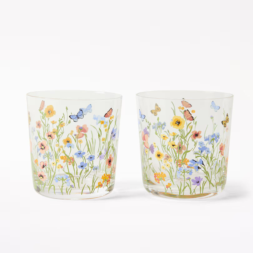 Spring Floral Drinking Glasses, Set of 2