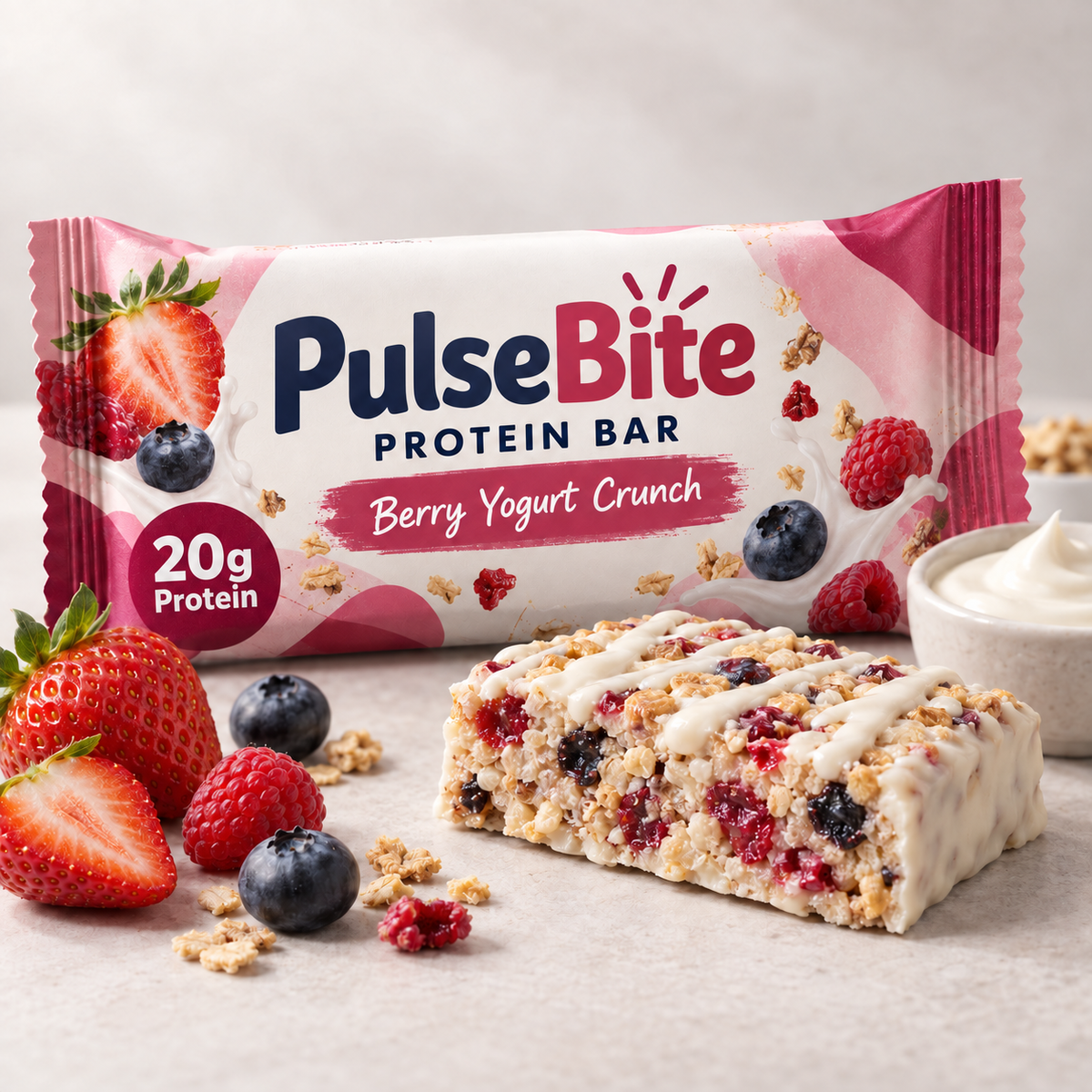 PulseBite Berry Yogurt Crunch protein bar