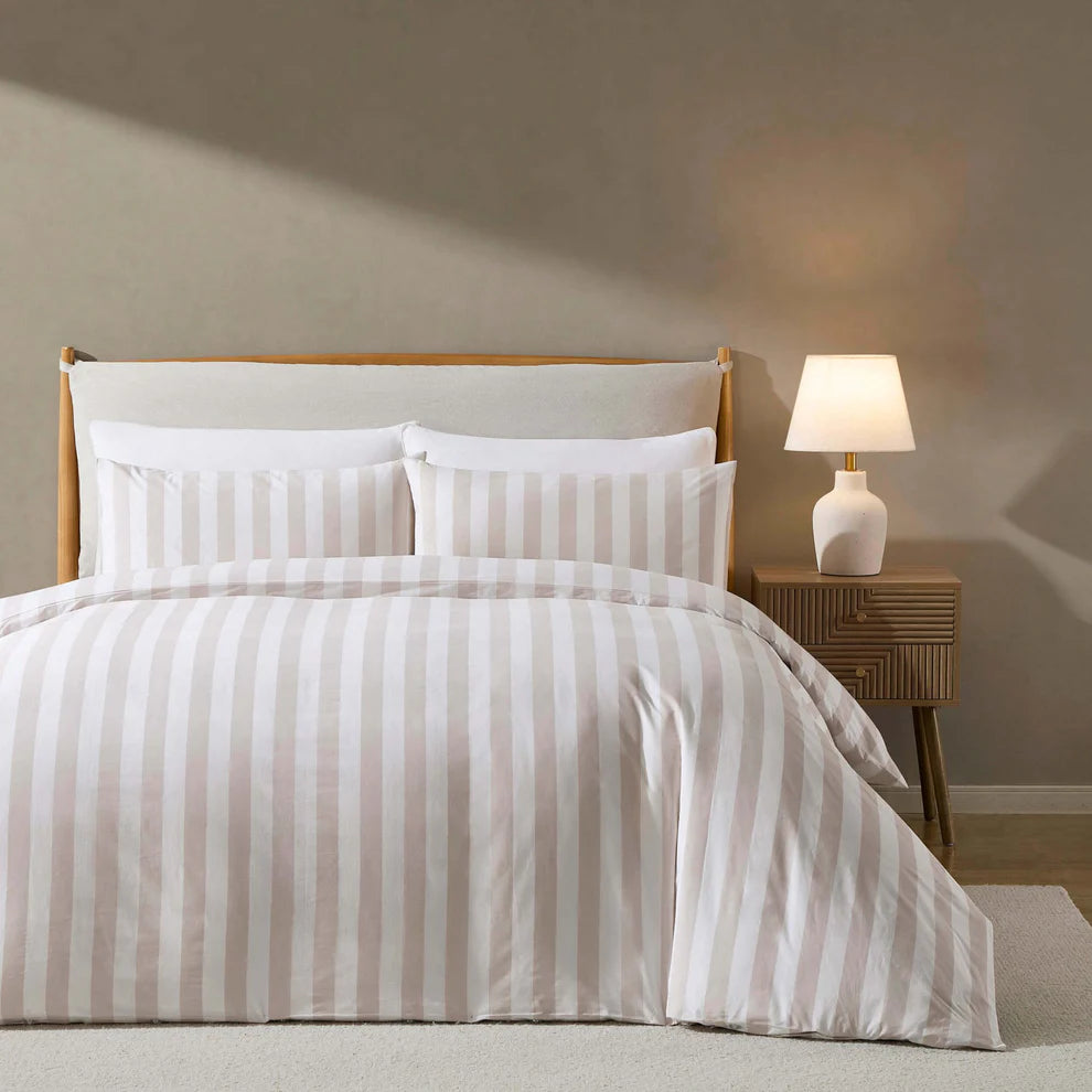 Livia 100% Cotton Wide Printed Stripe Duvet Cover & Pillowcase Set - DP