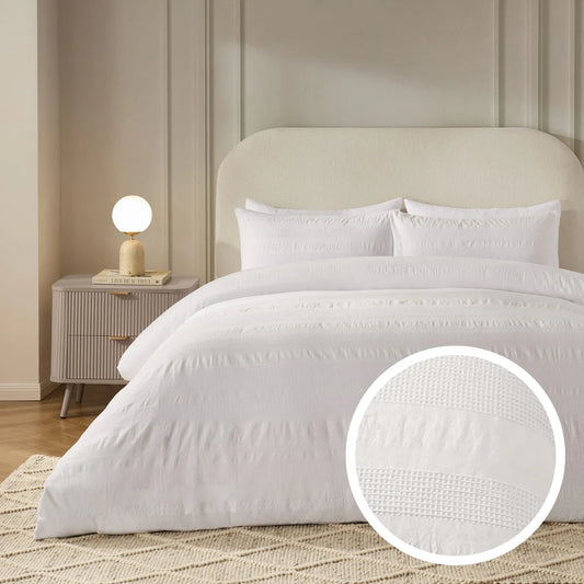 Logan 100% Cotton Waffle Stripe Duvet Cover & Pillowcase Set - DP