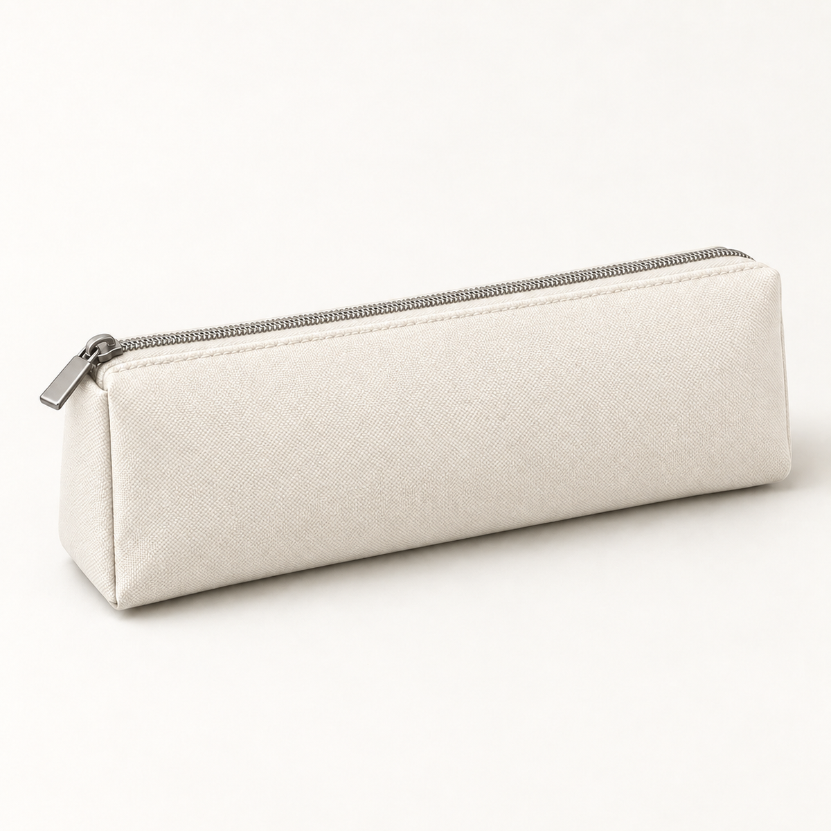 White coated canvas pencil case
