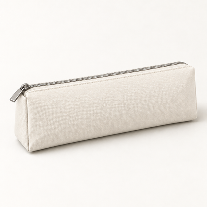 White coated canvas pencil case